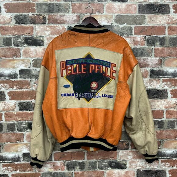 Vintage Pelle Pelle Marc Buchanan Varsity Leather Jacket Urban Baseball Sz 44 XL - Picture 1 of 12